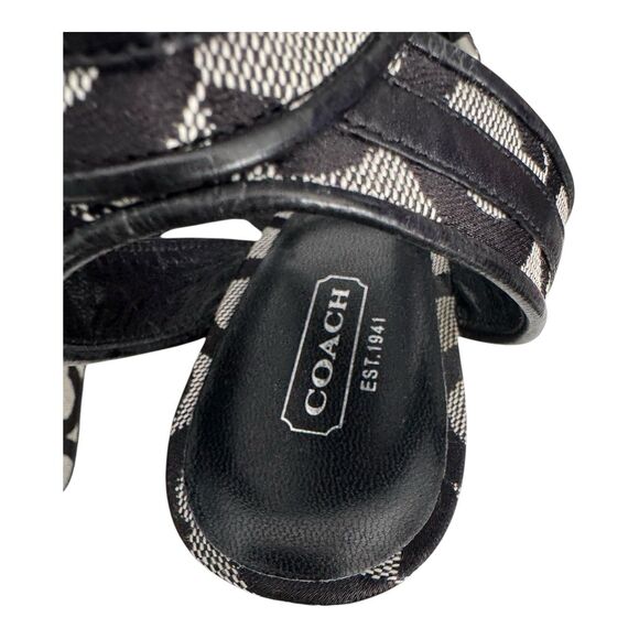 Coach Logo Maralee Wedge Jacquard Sandals Women’s 8.5B Black/Gray - Picture 7 of 9